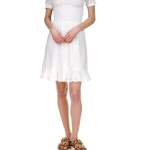 Michael Kors White Socked Eyelet Peasant Dress Square Neck Size: Small NWT